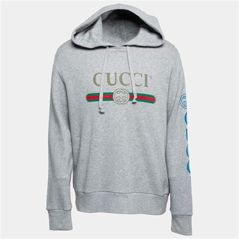 gucci hoodie grey logo|oversize sweatshirt with Gucci print.